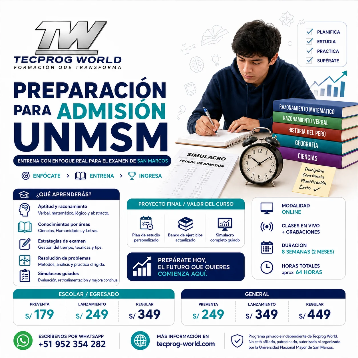 Flyer del curso Preparación para Admisión UNMSM