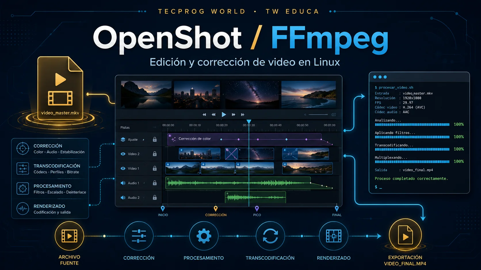 Miniatura de la guía técnica OpenShot en Linux Mint con FFmpeg